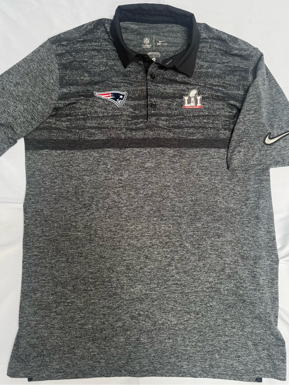 Nike Men’s NFL Heather Gray Polo - Patriots Super Bowl 51